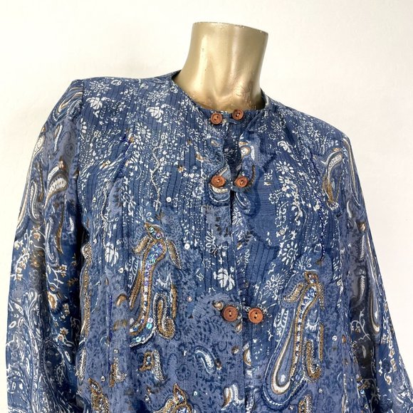 VINTAGE JA RESORT 100% RAYON FOUR-PIECE PANT SET, PAISLEY PRINT SIZE S - Picture 7 of 13